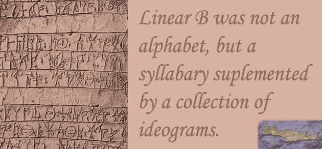 Image of Linear B text eched in clay tablet
